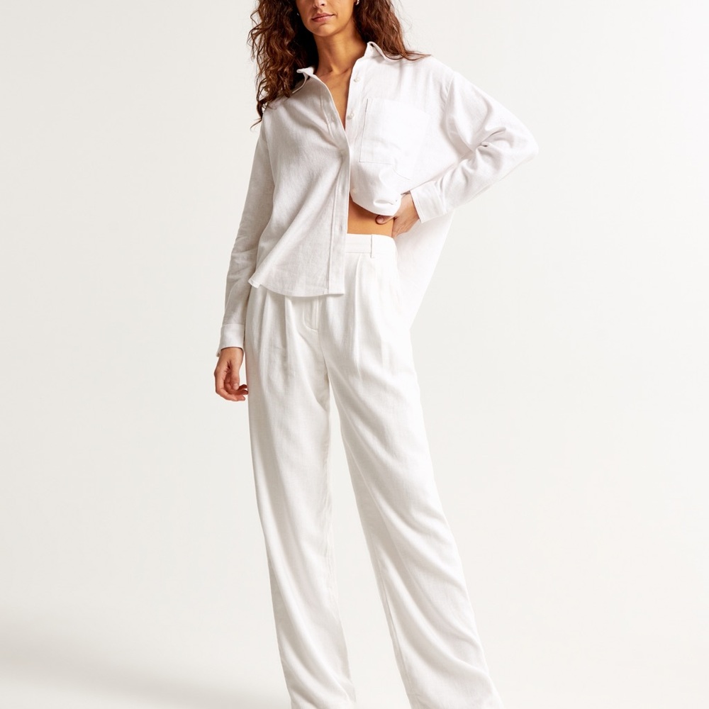 NWT A&F Sloane Tailored Linen-Blend Pant 14R